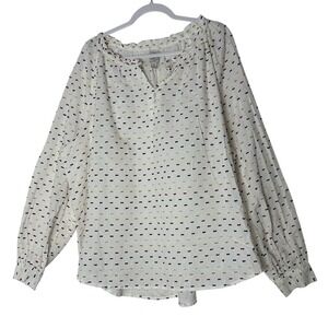 New St Johns Bay Top Women's ‎ 2X Embroidered Peasant Cottage Core Long Sleeve